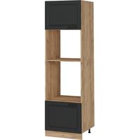 Mikrowellenumbauschrank R-Line, Anthrazit Landhaus, 60 cm, Vicco