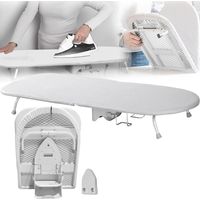 Table à repasser pliable, planche à repasser planche à repasser petite table pliable repassage rapide et facile cadre creux rotatif avec support en fer housse en coton lavable amovible 8933 cm blanc