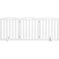 PawHut Cancello per Cani Pieghevole a 3 Pannelli in Legno Bianco 155x30x61 cm