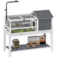 Casa para Tortugas con Soporte para Lámpara Ajustable Techos Abatibles Bandeja Extraíble y Estante Inferior