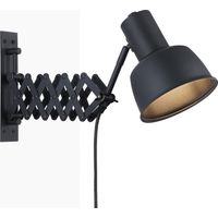 Barcelona Led – Applique murale LED vintage extensible 48 cm – Abat-jour réglable 300° – Aluminium noir mat – Douille E27 jusqu'à 40W – Éclairage focal pour divers environnements