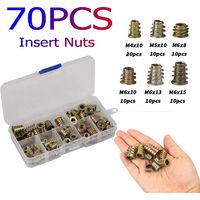 Kit 70 Écrous d’insertion Galvanisés M4-M6, Écrous Hexagonaux Internes pour Meubles