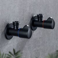 Ahlsen Angle Valve cuivre noir bain remplissage Vannes Toilette chaude et froide d'arrêt vanne d'eau pont monté for la cuisine Bain Toilette