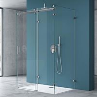 Mai & Mai U-Form Duschkabine 70x110x70cm Rahmenlos Höhe:195cm 8mm Schiebetür Duschabtrennung ESG Nano Klarglas 4-Punkt Halterung Duschwand Rav17-2UK