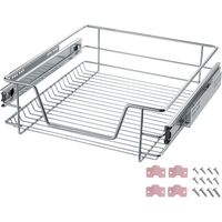 Tectake – Tiroir de rangement télescopique 50 cm – Métal chromé – Charge maximale 12 kg – Pour armoires de 30 à 50 cm
