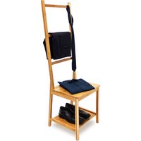 Relaxdays – Chaise porte-serviettes en bambou – Valet de chambre avec 3 barres et 2 étagères – Dimensions H133 x L40 x P42 cm – Résistant à l'humidité