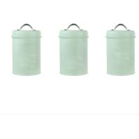 Ensemble de 3 boîtes de rangement en fer pour la cuisine, d'une capacité de 1200 ml, idéales pour ranger le café et autres aliments. Résistantes à la rouille, elles sont roses.