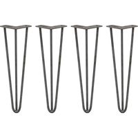 4 x 16" Hairpin Legs - 3 Prong - 10mm - Raw Steel