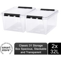 SmartStore Classic 31 Storage Box Spacious, Stackable and Transparent 32L, 2PK