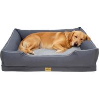 BingoPaw - Lit pour Chien Déhoussable - Mousse à Mémoire de Forme – Tissu Oxford Imperméable et Fausse Fourrure de Lapin Doux - Antidérapant - XXL 110x88x23cm Gris