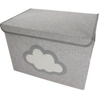 Lot de 2 boites de rangement, coffre à jouets pour enfant avec couvercle - 50 x 35.5 x 35 cm - Gris Nuage - Monsieur Bébé