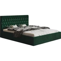 Lit double 160x200 Crystal avec coffre de lit - chambre à coucher, tissu velours - Vert (Kronos 19)