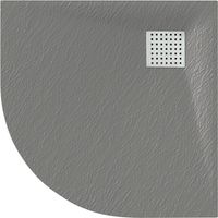 Luxury 900 x 900mm Low Profile Textured Quadrant Shower Tray and Waste - Quad Grey