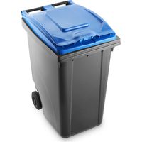 Bidone carrellato per raccolta differenziata 360 litri bicolore - Fondo grigio e coperchio blu - Mobil Plastic