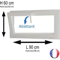 Fenêtre PVC abattant 1 vantail blanc H 60 x L 90 cm avec poignée pour pose en neuf