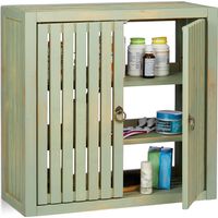 Relaxdays – Armoire murale salle de bain en bambou vintage – 2 étagères réglables – Dimensions H x L x P : 50 x 52 x 20 cm – Couleur vert clair