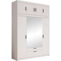 Armoire Novduni 109, Blanc, 246x177x53cm, Portes d'armoire: Avec des charnières, Nombre d'étagères: 8