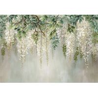 Fototapete Hängende Blätter Blumen – Moderne Großformat Wandtapete 400x280 cm – Für Wohnzimmer & Schlafzimmer
