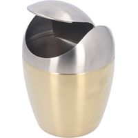 poubelle-Poubelle Mini de Bureau 304 Stainless Steel avec Couvercle Dorée pour Table/Countertop
