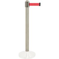 Poteau à corde rétractable rouge en nylon - acier inoxydable - 100cm (corde210cm) (socle non inclus) - Securit