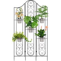 Portapiante Verticale Pieghevole con 5 Vasi da Esterno in Metallo, 82x12.5x150cm, Nero