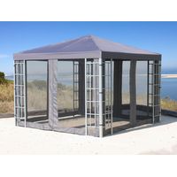 Rank Pavillon Set 3x3m Metall Garten Partyzelt Anthrazit mit 4 Seitenteilen mit Moskitonetz