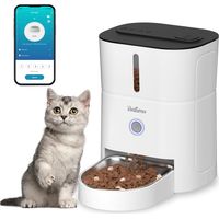 Balimo Distributeur Croquettes Chat Automatique, 3L Distributeur Croquettes Chat, 2.4G WiFi Distributeur De Croquettes pour Chat, 1-10 Repas par, Convient Aux Chiens et Chats, Blanc