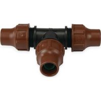 Conector en T Rain Bird PP de 16 mm, tipo BF-32, color marrón.