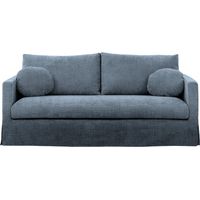LEONIE - Canapé droit tissu chenille déhoussable 3 places Bleu