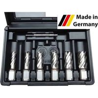 Jeu de 6 fraises HSS-Co Ø 12-22mm – Éjecteur pour profondeur de coupe 30mm – Pour acier et inox – Attachement Weldon 19mm – Jepson