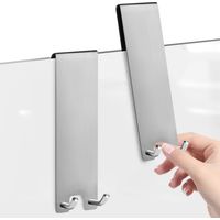 2 Pcs Shower Door Hooks Stainless Steel Shower Door Hooks for Frameless Glass Doors (Silver Long)