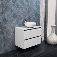 Inda - Mobile bagno 80 cm Bianco opaco con 2 cassetti e lavabo