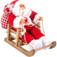 Père Noël en habit traditionnel rouge et blanc sur sa luge 26 x 15 x 26 cm - Feeric Christmas