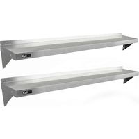 KuKoo 2 x Gastro Edelstahl Regal Wandregal Küchenregal Wandbord Gewürzregal 1940mm x 300mm