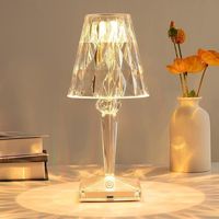 Lampe de table LED en cristal, lampe de table en cristal diamant, 3 changements de couleur, commande tactile, avec câble USB