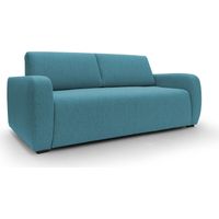 Duna Sofá cama convertible con colchón de 20 cm de tela suave flameada e impermeable 215 cm (mat. 160x197) Azul Claro