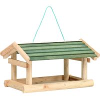 vidaXL Mangeoire à oiseaux Bois de sapin 35x29,5x21 cm