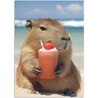 Póster de pared moderno CAPIBARA en la playa Pósters juveniles 50x70