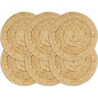 Vidaxl – Napperons ronds en jute naturel 38 cm – Lot de 6 – Tissés à la main – Résistants et durables