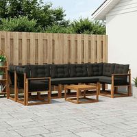 vidaXL Ensemble de canapés d'extérieur 8 pcs Naturel et noir