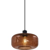 Retro-Pendelleuchte schwarz mit Bronzeglas - Bizle