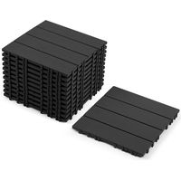 Randaco Juego de 66 Losetas de plástico para terraza de 30x30cm con sistema de clic, instalación rápida,para jardines y balcones, antracita (66 uds./6 m²)