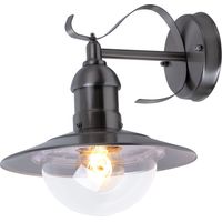 Lampe d'extérieur en acier inoxydable applique extérieure E27 lampe de patio extérieur applique murale argent, plastique, 1x douille E27, L x H x P 24 x 25,6 x 27,2 cm
