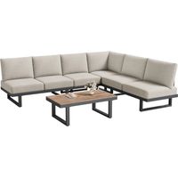 Set Pranzo-Lounge con Divano Angolare e Tavolino, per Giardino Esterno