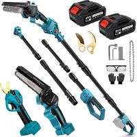 elagueuse sur perche sans fil 4 en 1 Sécateur et tronconneuse- Mini tronçonneuse perche élagueuse avec batterie et scie à elagueuse telescopique Pour Makita 18 V, coupe branche telescopique