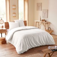 Parure de couette "Nid d'abeille" 260 x 240 pour lit 2 Places "King Size" 160 à 180 cm - Nid d'abeille Neige - Nid d'abeille Neige -