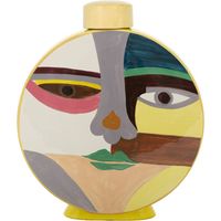 Vaso Piccassy Color Round in ceramica con volto cubista dipinto a mano