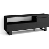 Skraut Home - Mobile TV Soggiorno, Ampio spazio a disposizione, 150x57x35cm, Per TV fino a 65", Design industriale, Stile moderno, Nero