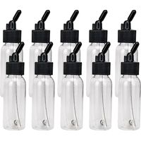 Box of 10-each 1.2-Ounce(35cc) Airbrush Paint Bottles Jars Pots with Lid Adapter Cap Dual-Action Sip