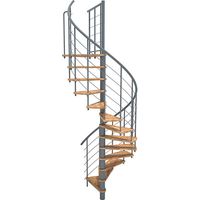 Scala a chiocciola 10 gradini - Ø 140cm - Altezza raggiungibile 1.95 à 2.35m - Grigio e faggio - VENE140-SGMNAT-10